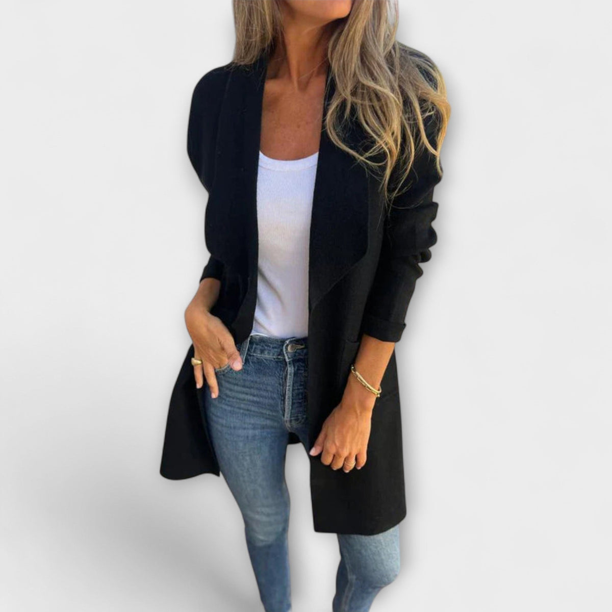 Marit - Grå elegant lang cardigan