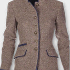 Solveig - Beige elegant tweed langermet jakke