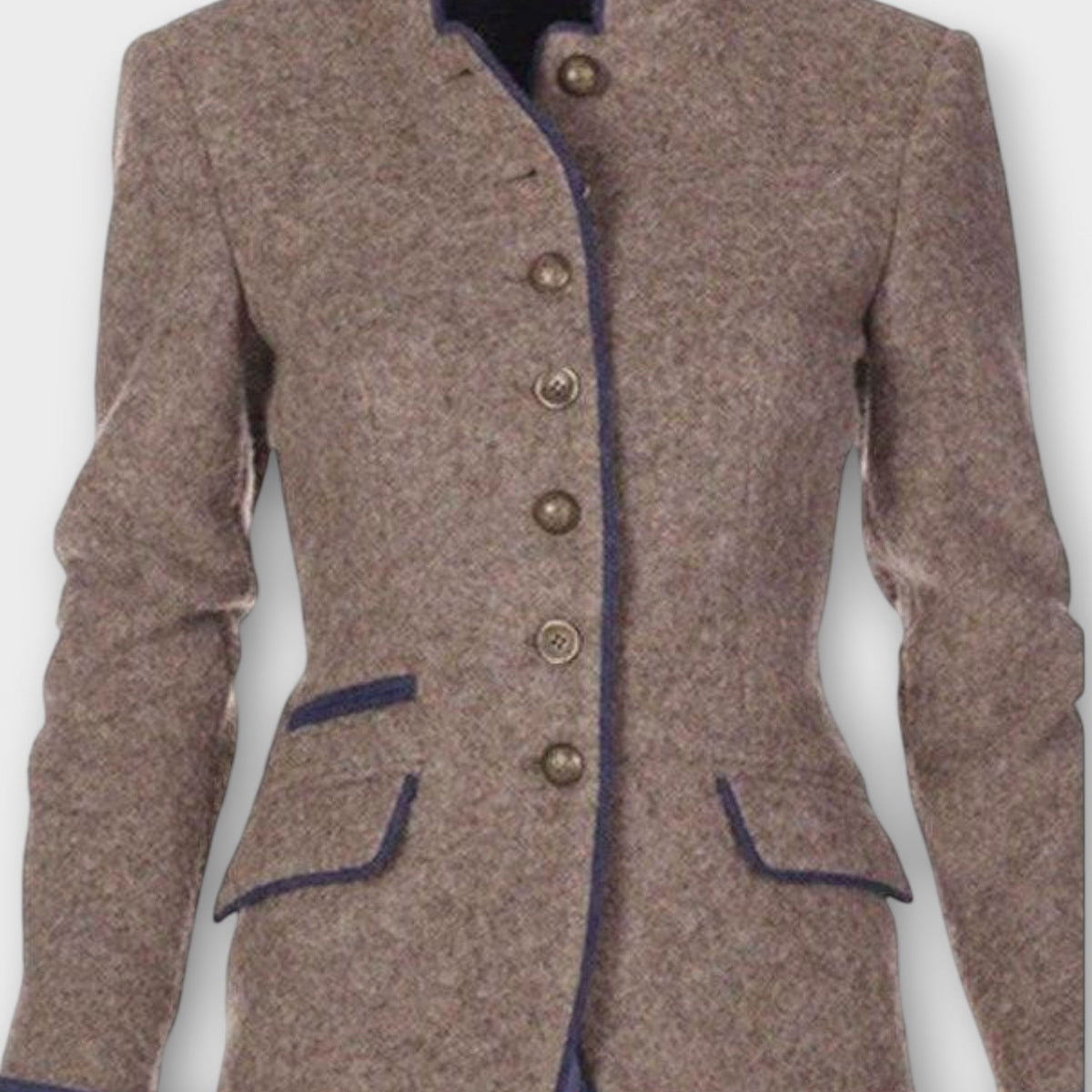 Solveig - Beige elegant tweed langermet jakke