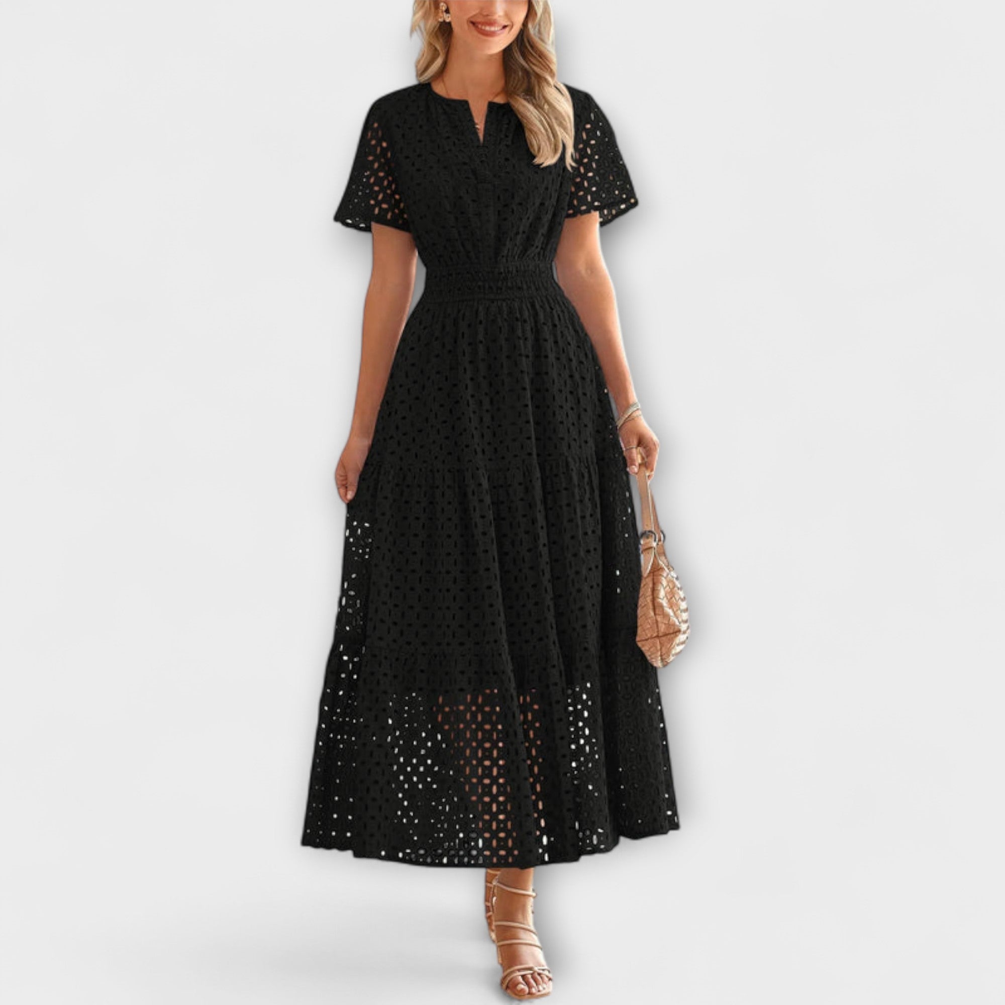 Dina - Olivgrønt Spiss-Sommerkjole