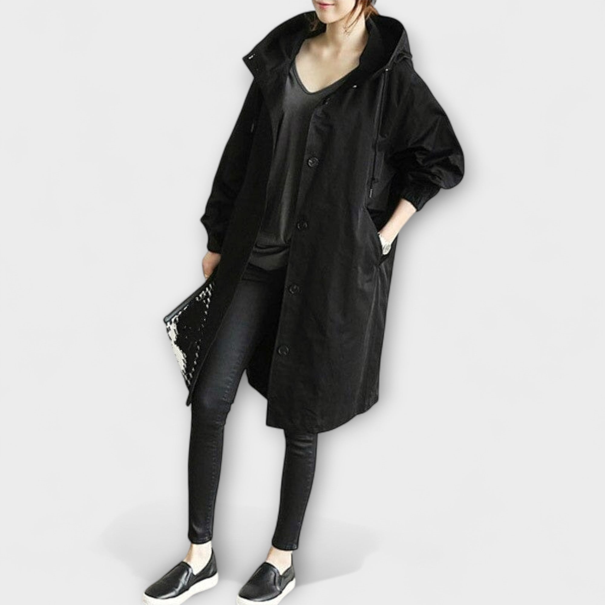 Astrid - Grå elegant trenchcoat