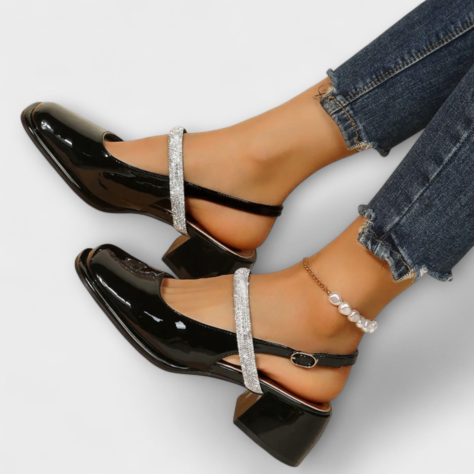Hanne - Mary Janes med glitrende rem