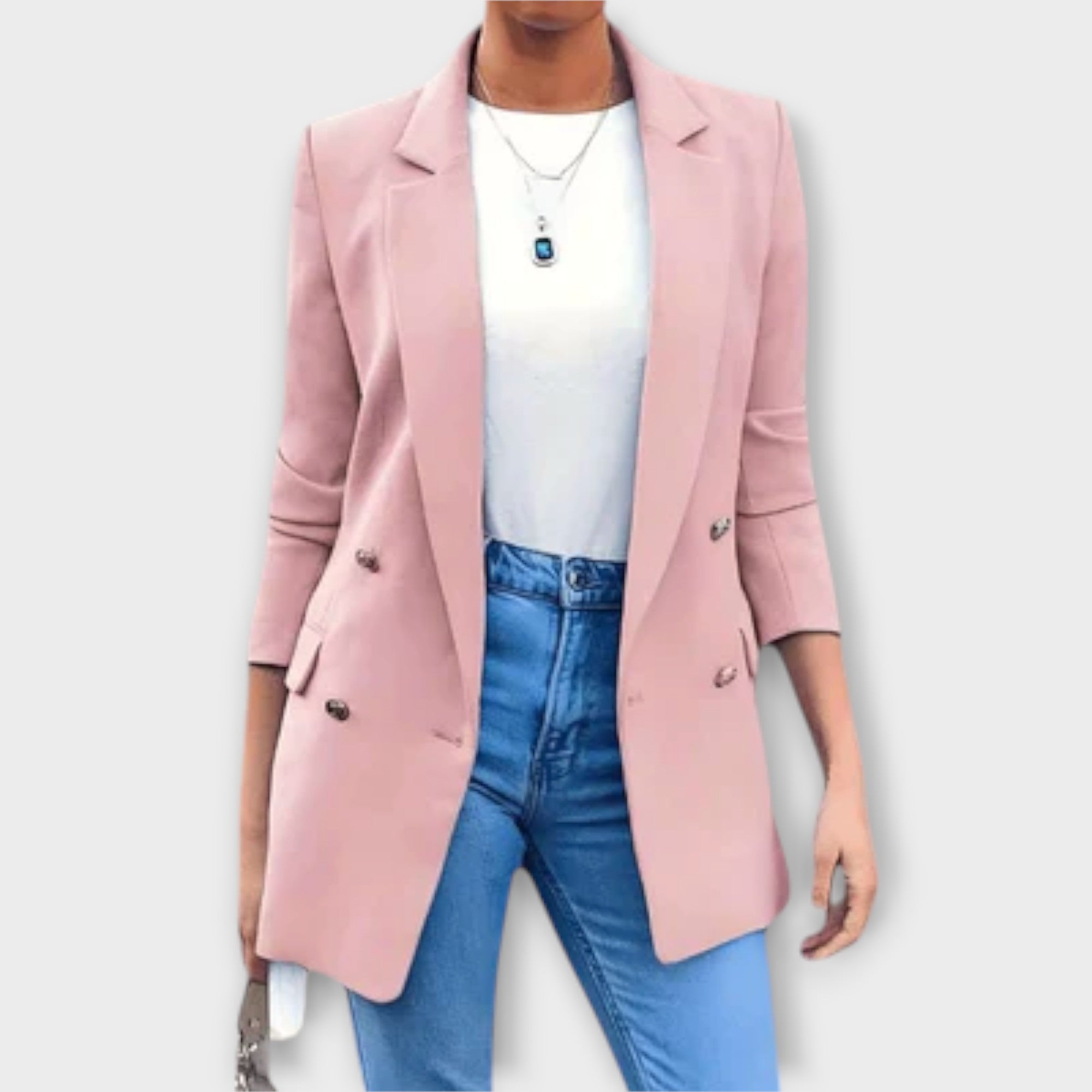 Åse - Mørkeblå elegant blazer-kåpe