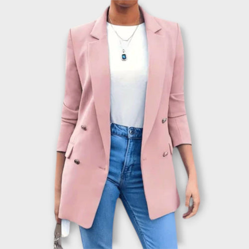 Åse - Mørkeblå elegant blazer-kåpe