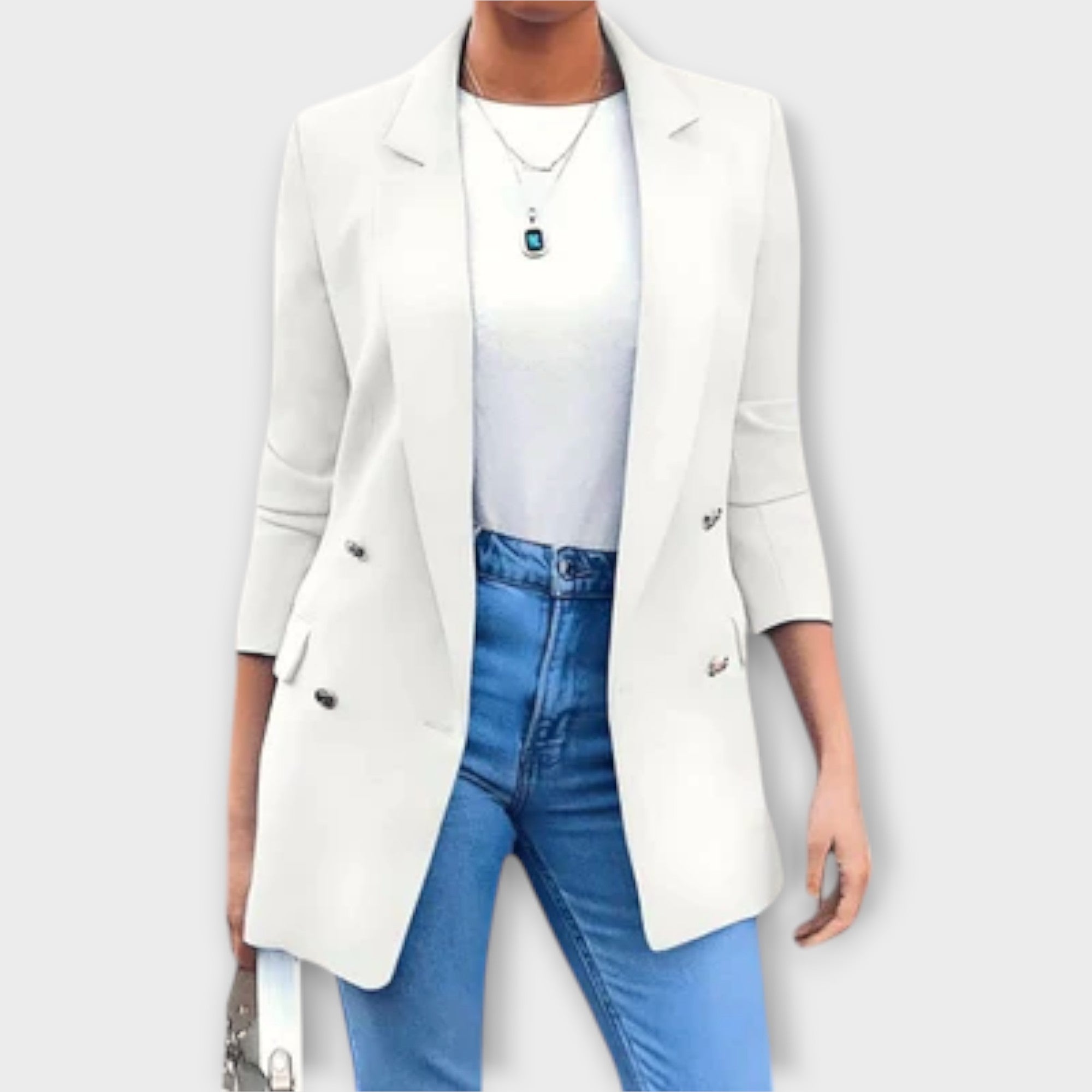 Åse - Mørkeblå elegant blazer-kåpe