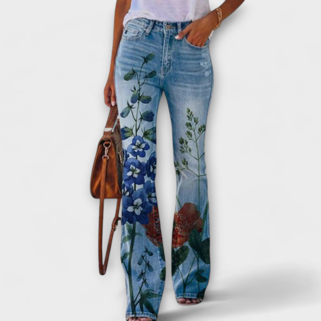 Målfrid - Jeans med blomstermønster