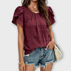 Guro - Bordeauxprikket Bluse