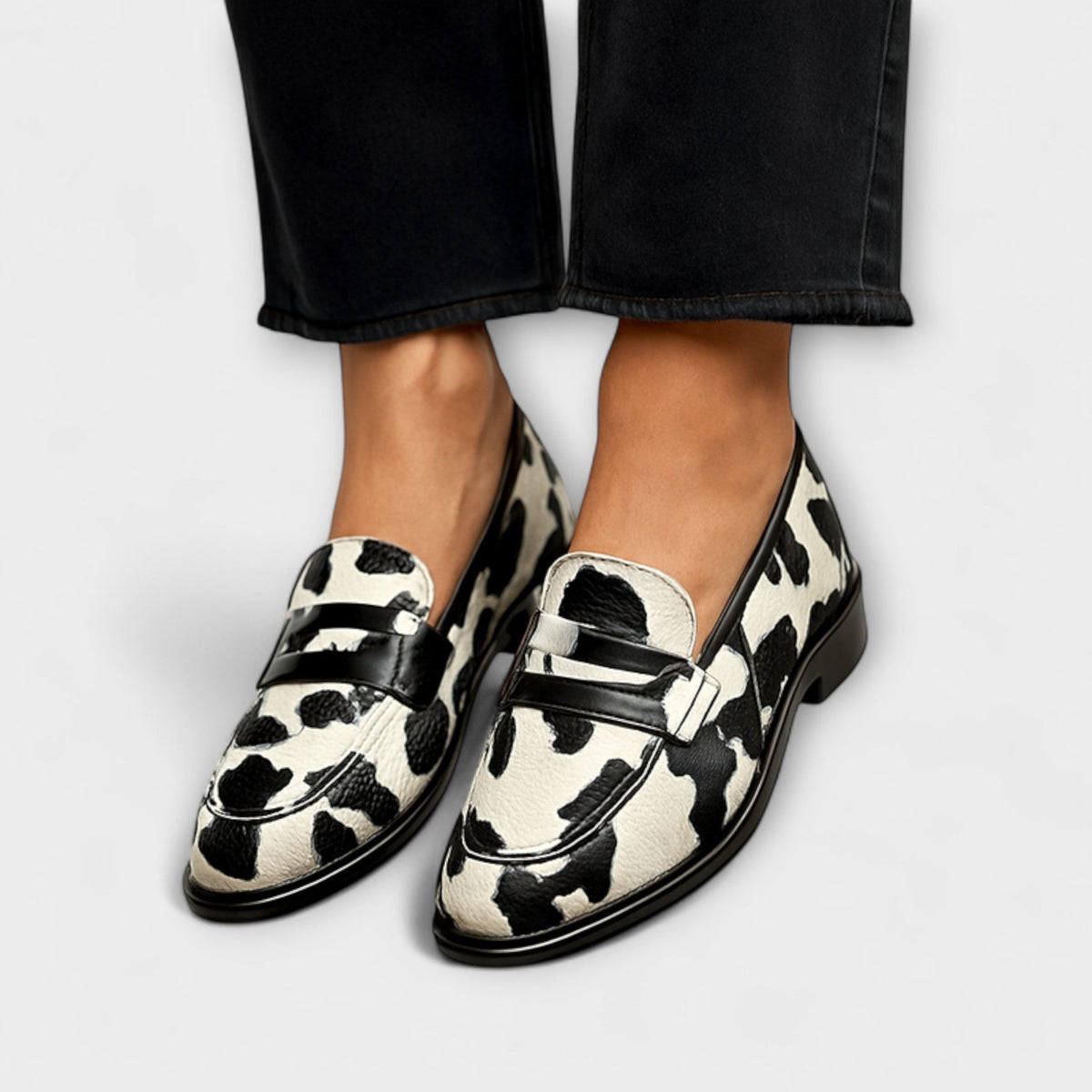 Line - Loafer med kuhårmønster