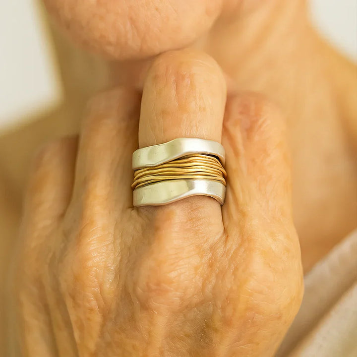 Marit - Silberring mit Goldfäden