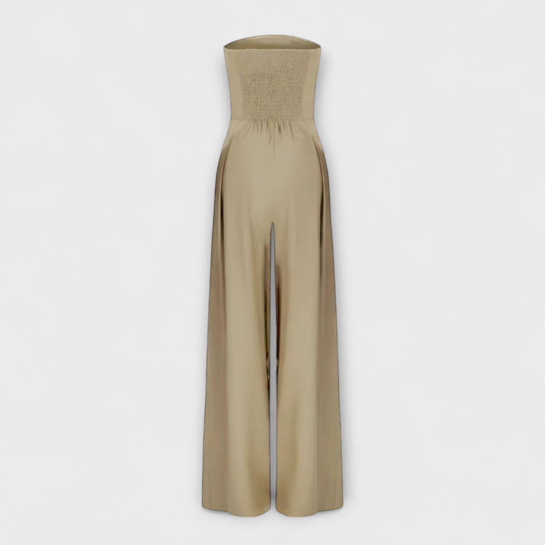 Sara - Elegant mørkeblå stroppeløs buksedress