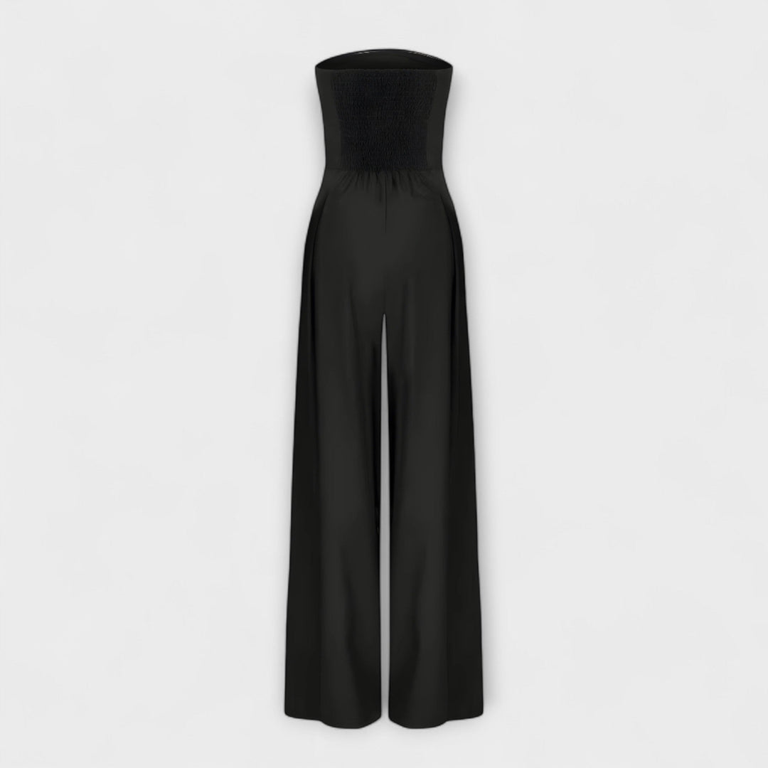 Sara - Elegant mørkeblå stroppeløs buksedress