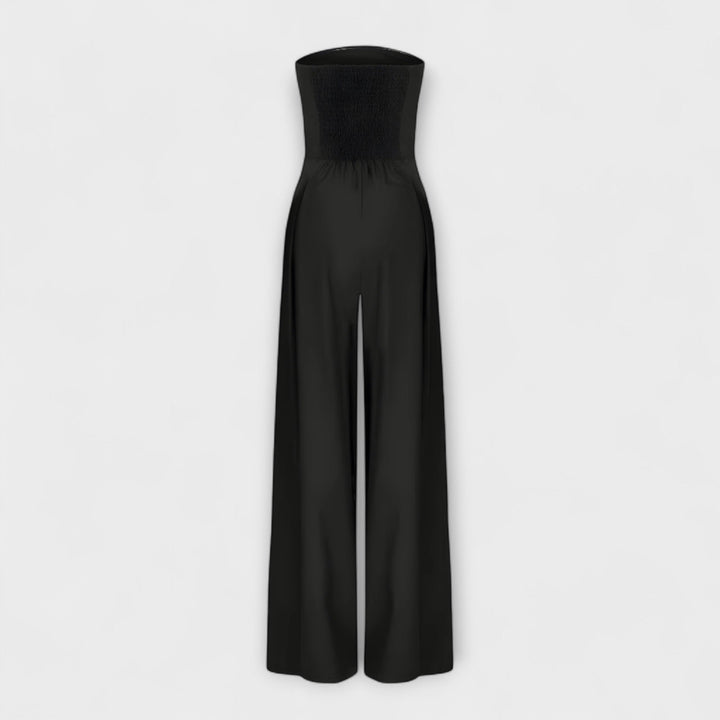 Sara - Elegant mørkeblå stroppeløs buksedress