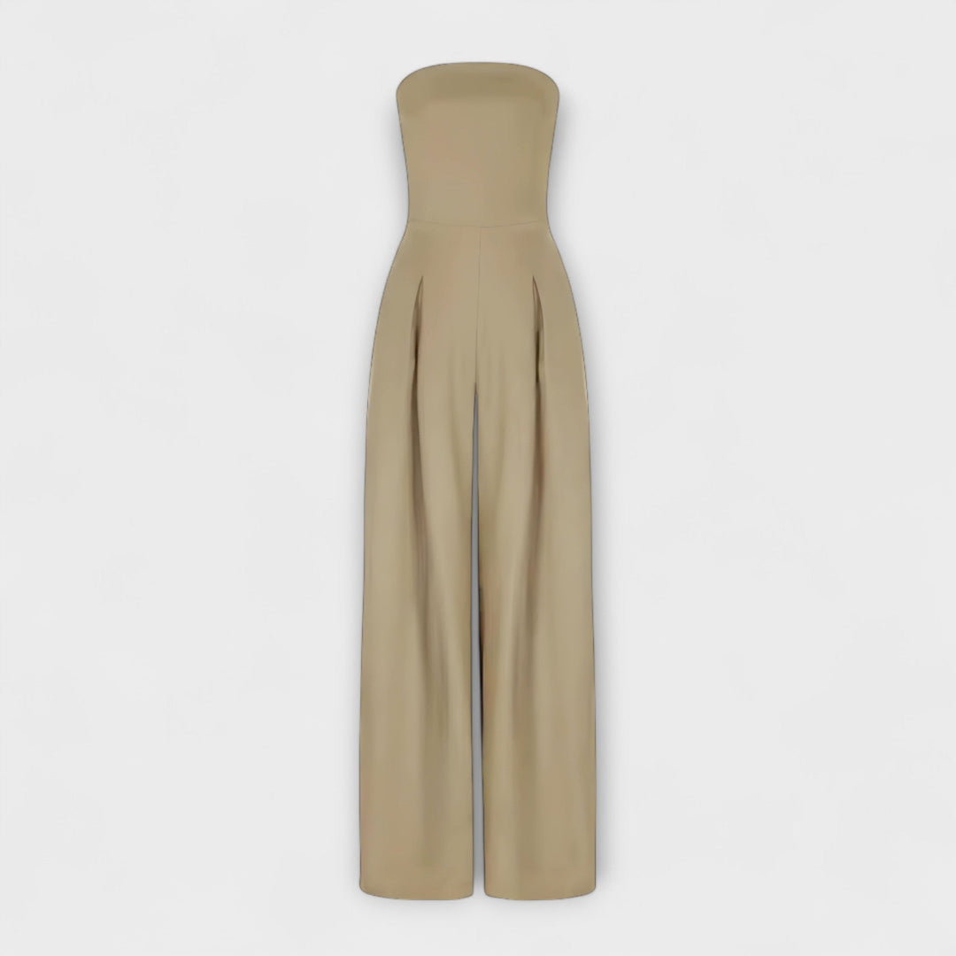Sara - Elegant mørkeblå stroppeløs buksedress