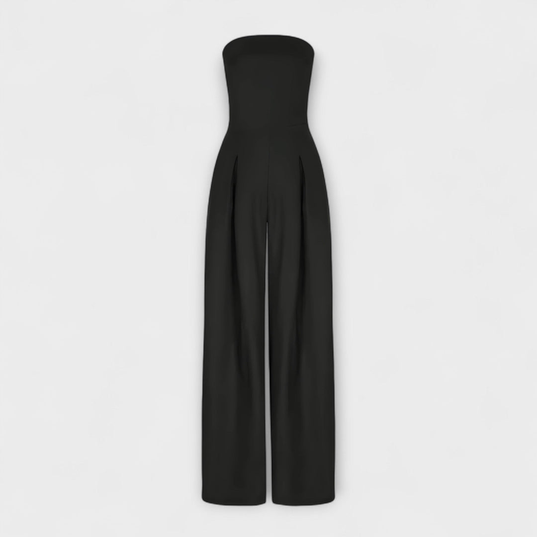 Sara - Elegant mørkeblå stroppeløs buksedress