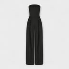 Sara - Elegant mørkeblå stroppløs buksedress