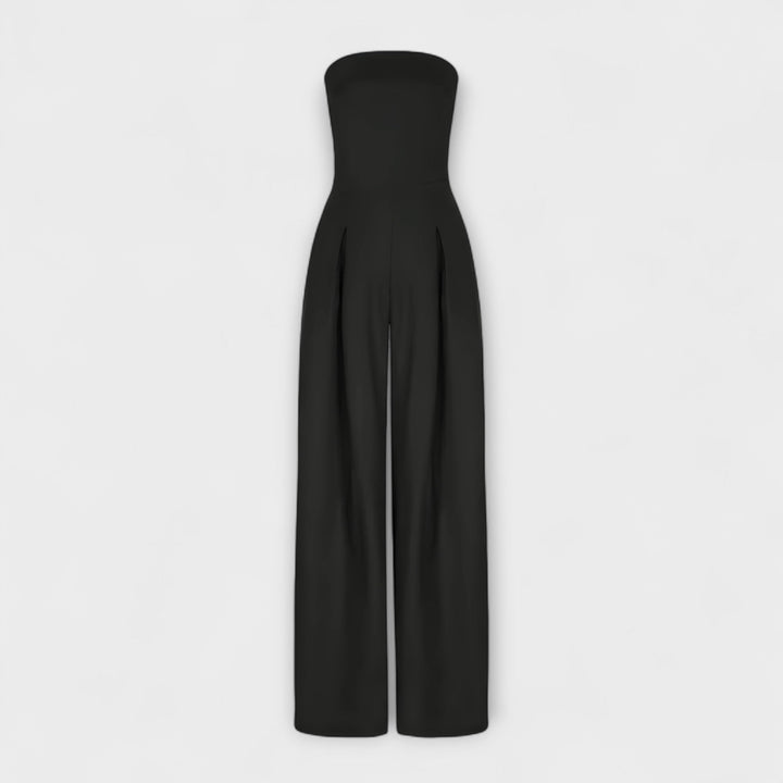 Sara - Elegant mørkeblå stroppeløs buksedress