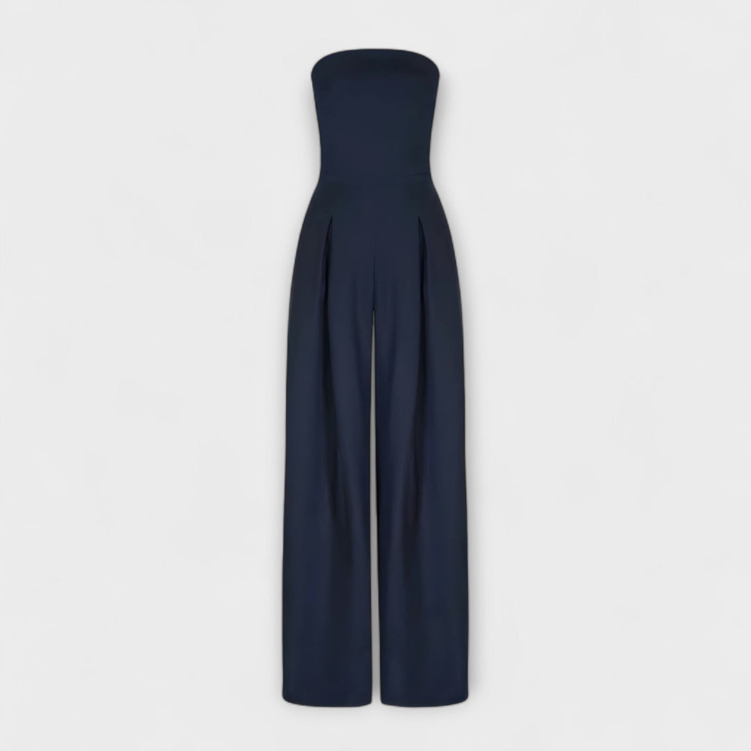Sara - Elegant mørkeblå stroppeløs buksedress