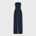 Sara - Elegant mørkeblå stroppløs buksedress