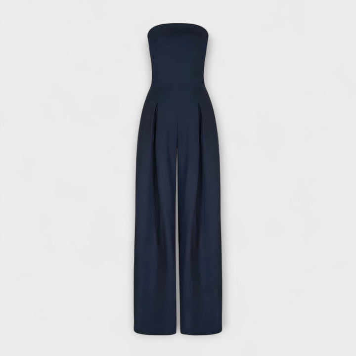 Sara - Elegant mørkeblå stroppeløs buksedress