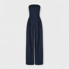 Sara - Elegant mørkeblå stroppløs buksedress