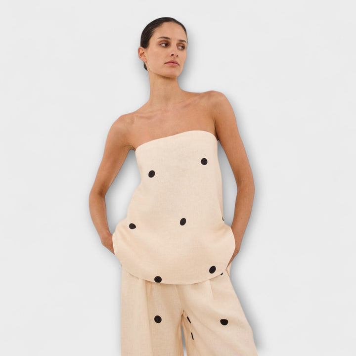 Marianne - Beige prikket buksedress