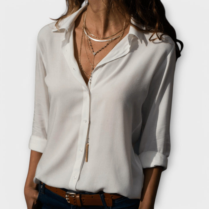 Sigrid - Weiß-elegante Satinbluse