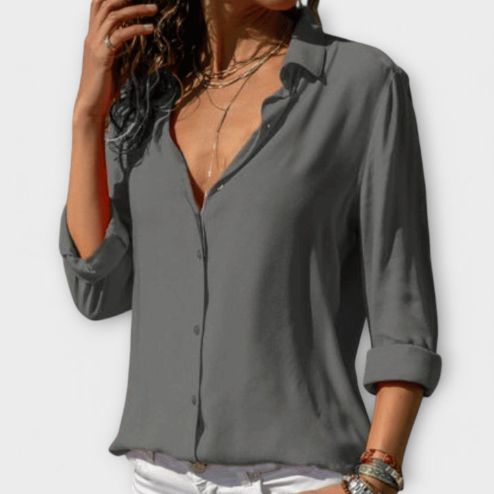 Sigrid - Weiß-elegante Satinbluse