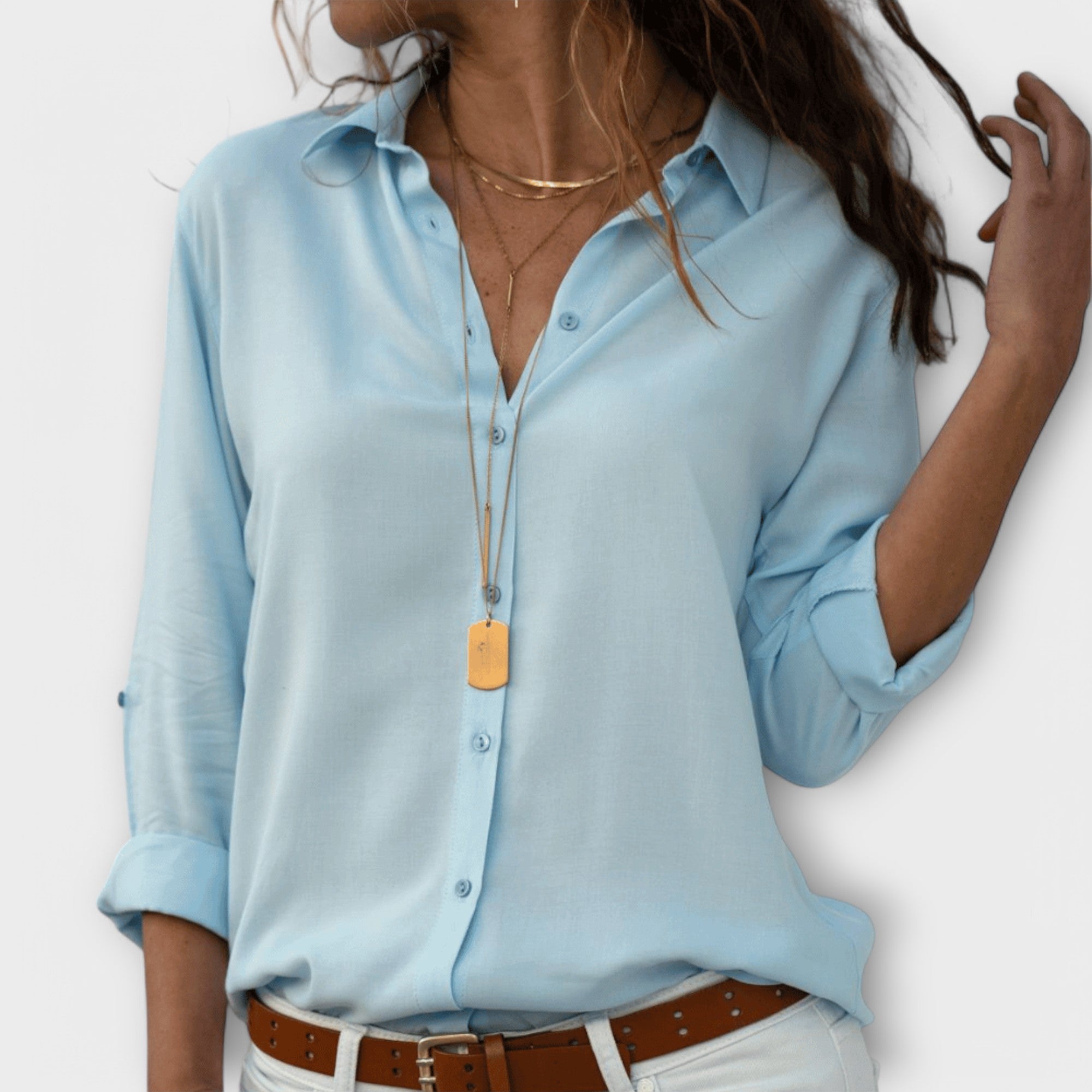 Sigrid - Hvit elegant satengbluse
