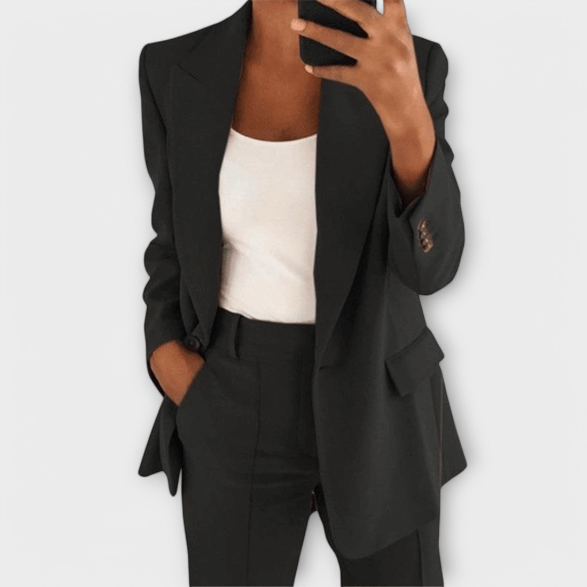 Astrid - Elegant svart 2-delt blazer-sett