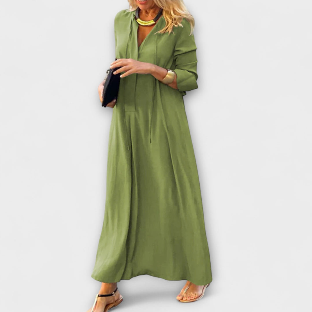 Grethe - Schwarz bequemes langes Kleid