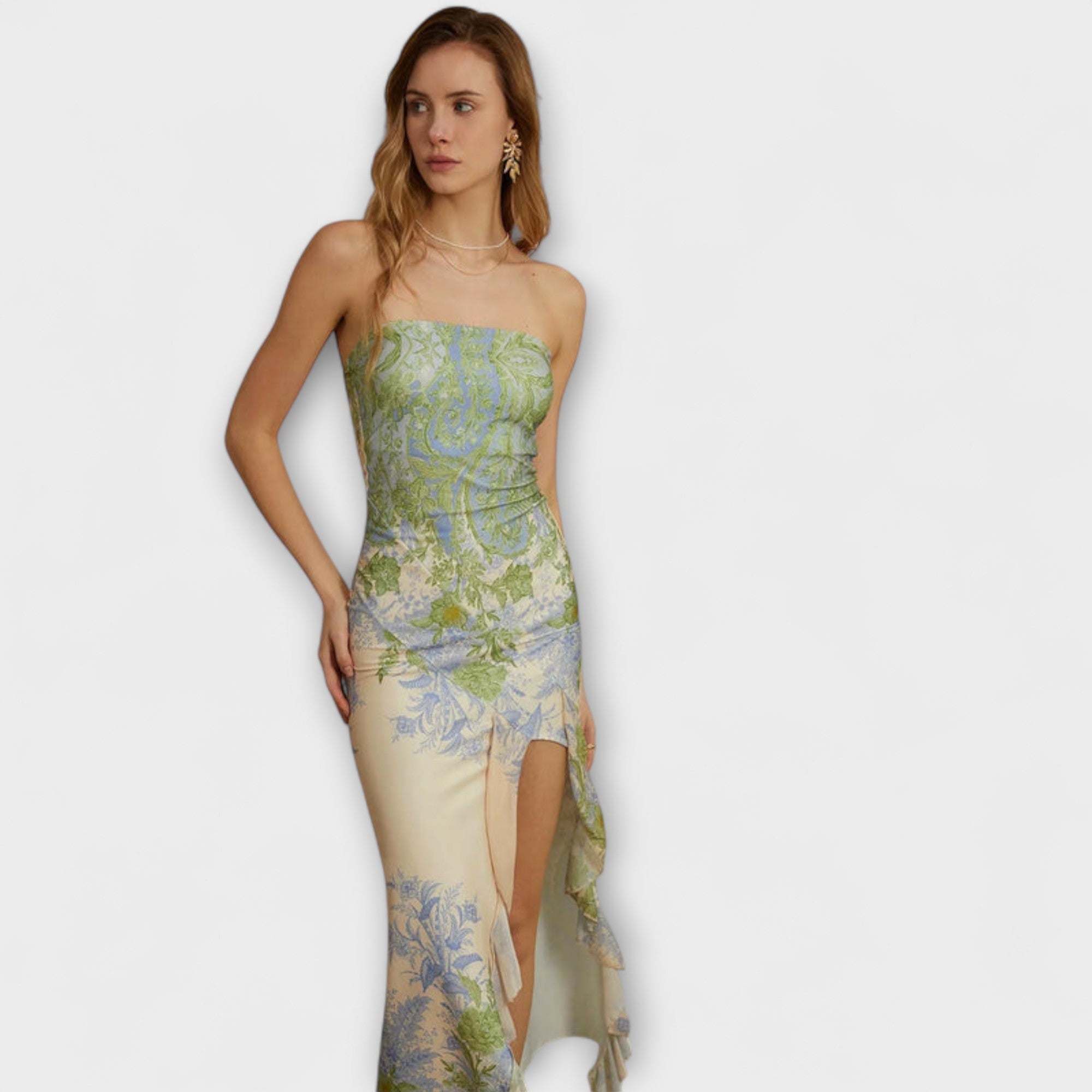 Eli - Kremfarget strapless kjole fra Sea & Salt
