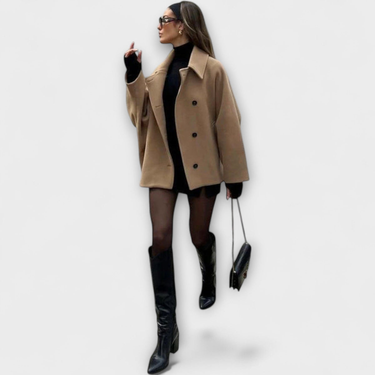 Signe - Beige stor kåpe i urban elegant
