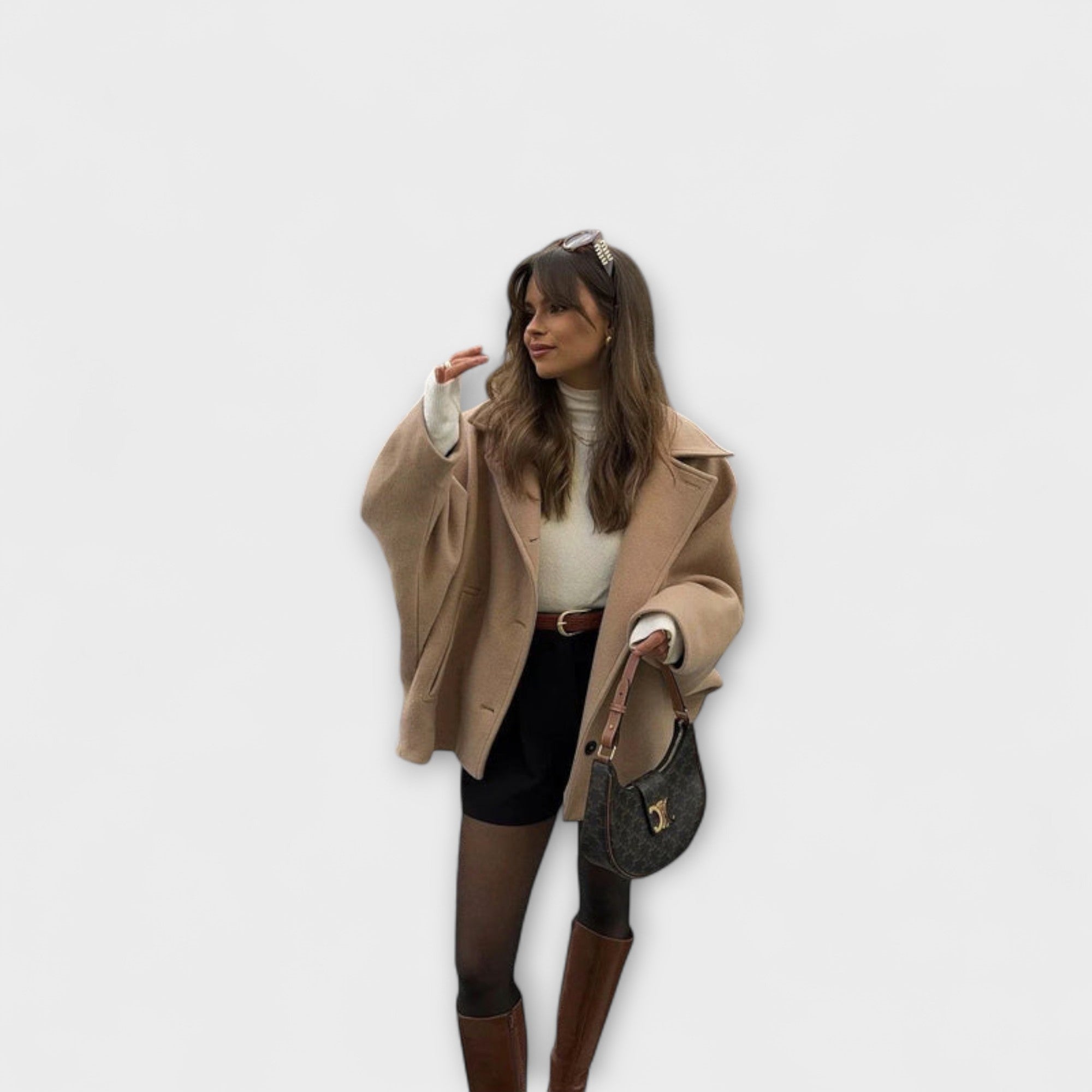 Signe - Beige stor kåpe i urban elegant