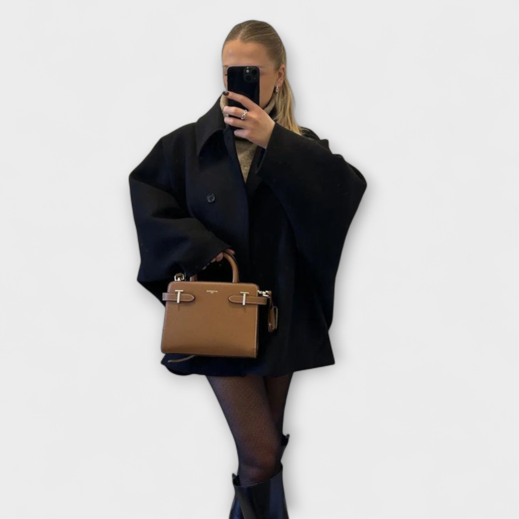 Signe - Beige stor kåpe i urban elegant