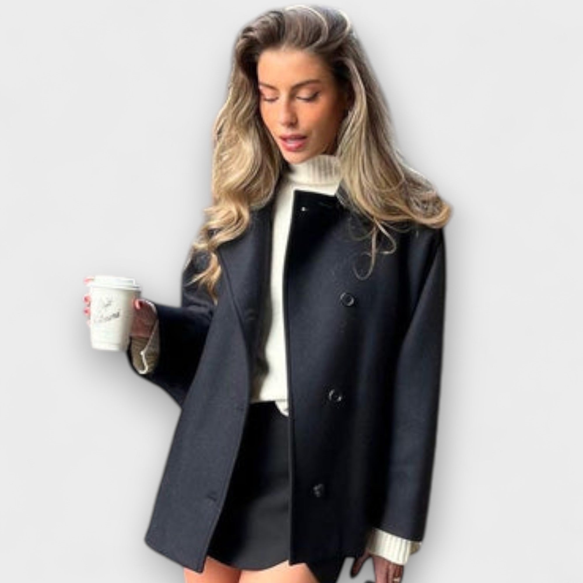 Signe - Beige stor kåpe i urban elegant