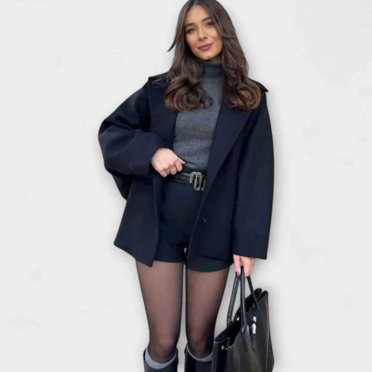 Signe - Beige stor kåpe i urban elegant