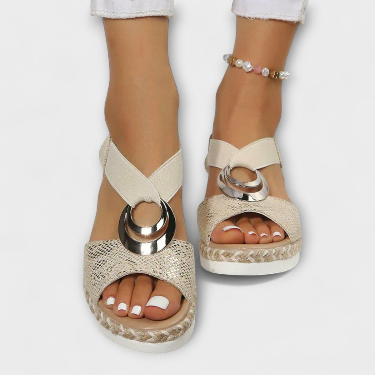 Ingrid - Beige komfortsandaler