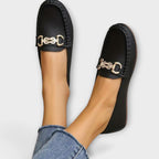 Liv - Svarte loafers med spenne