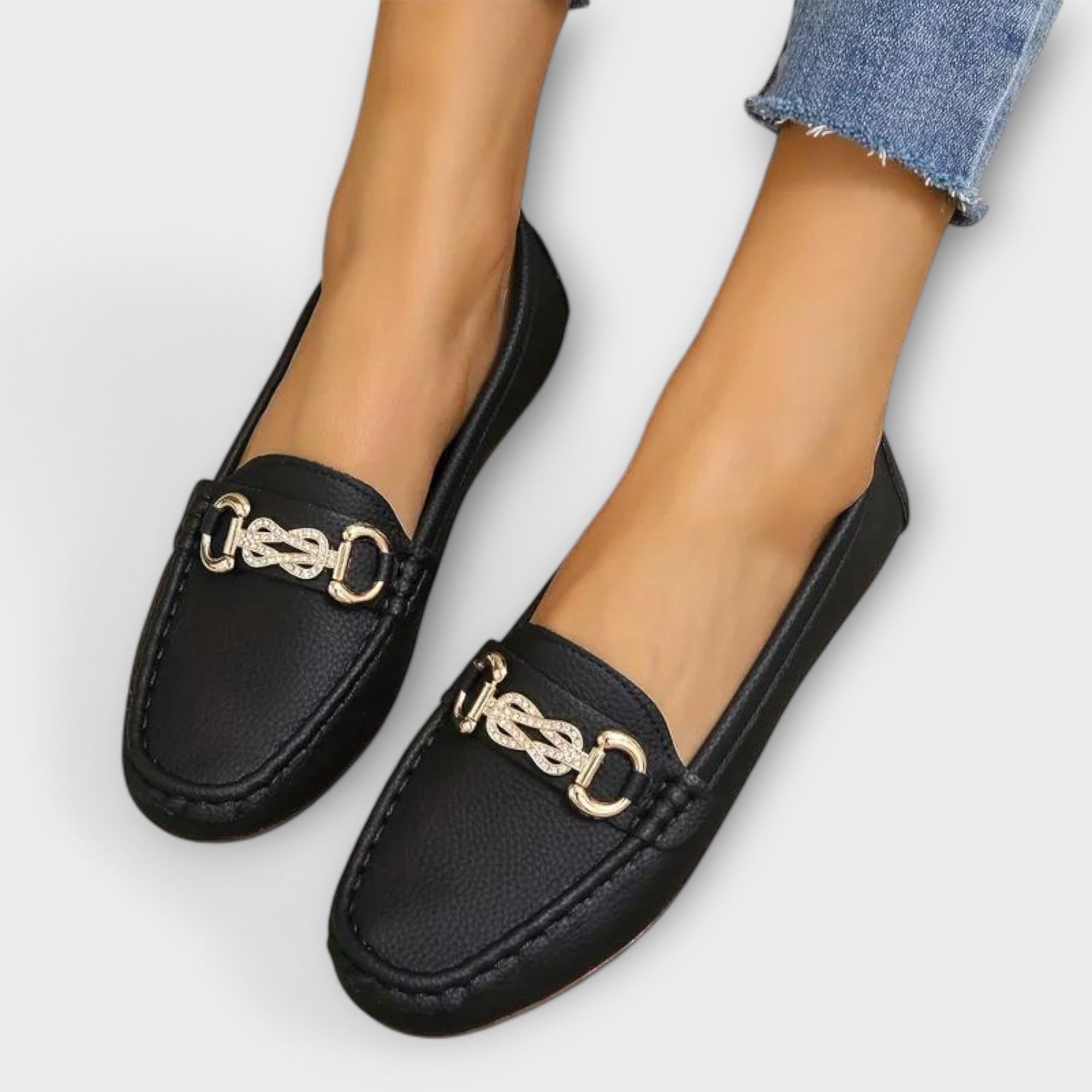 Ada - Sorte Loafers med spenne