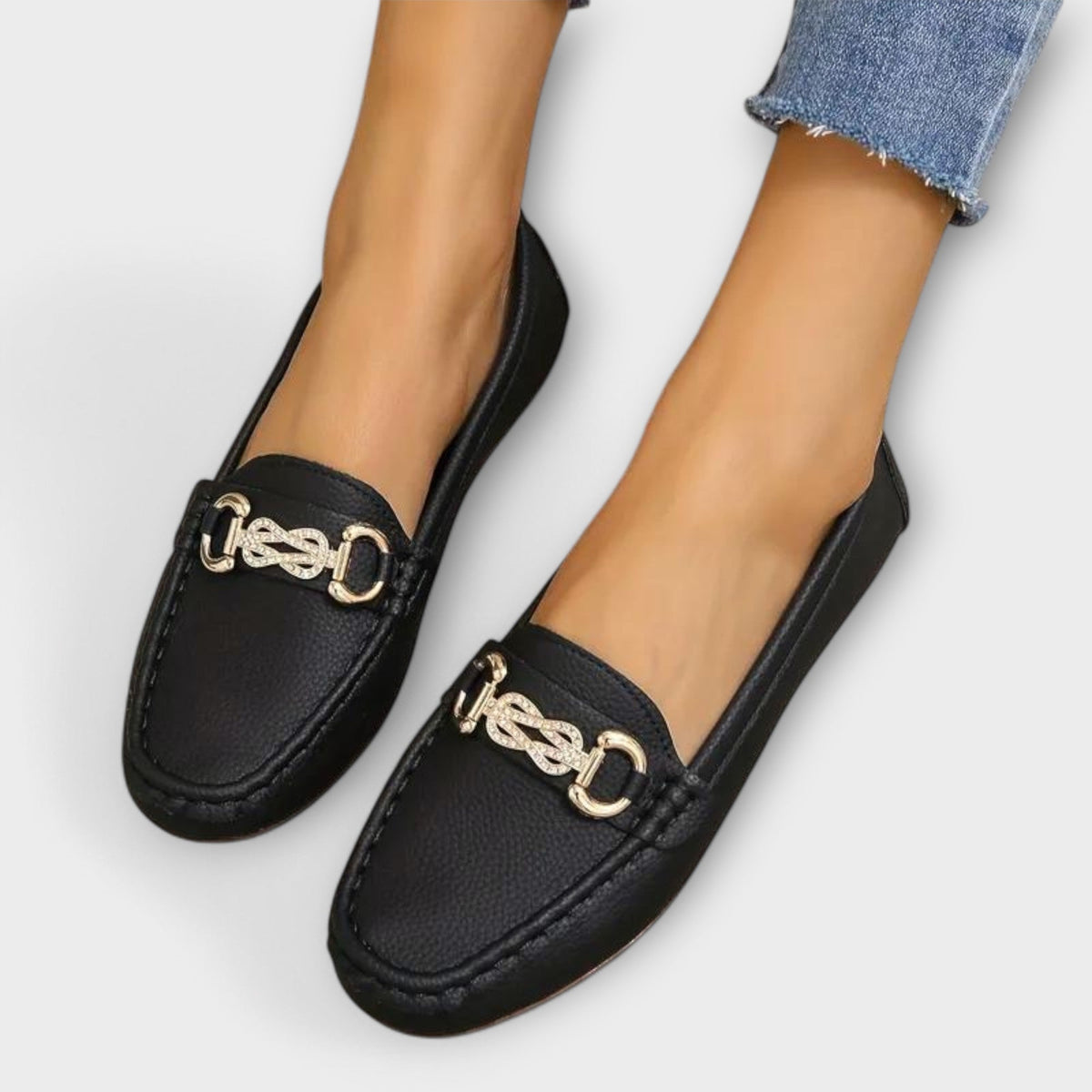 Mathilde - Sorte Loafers med spenne