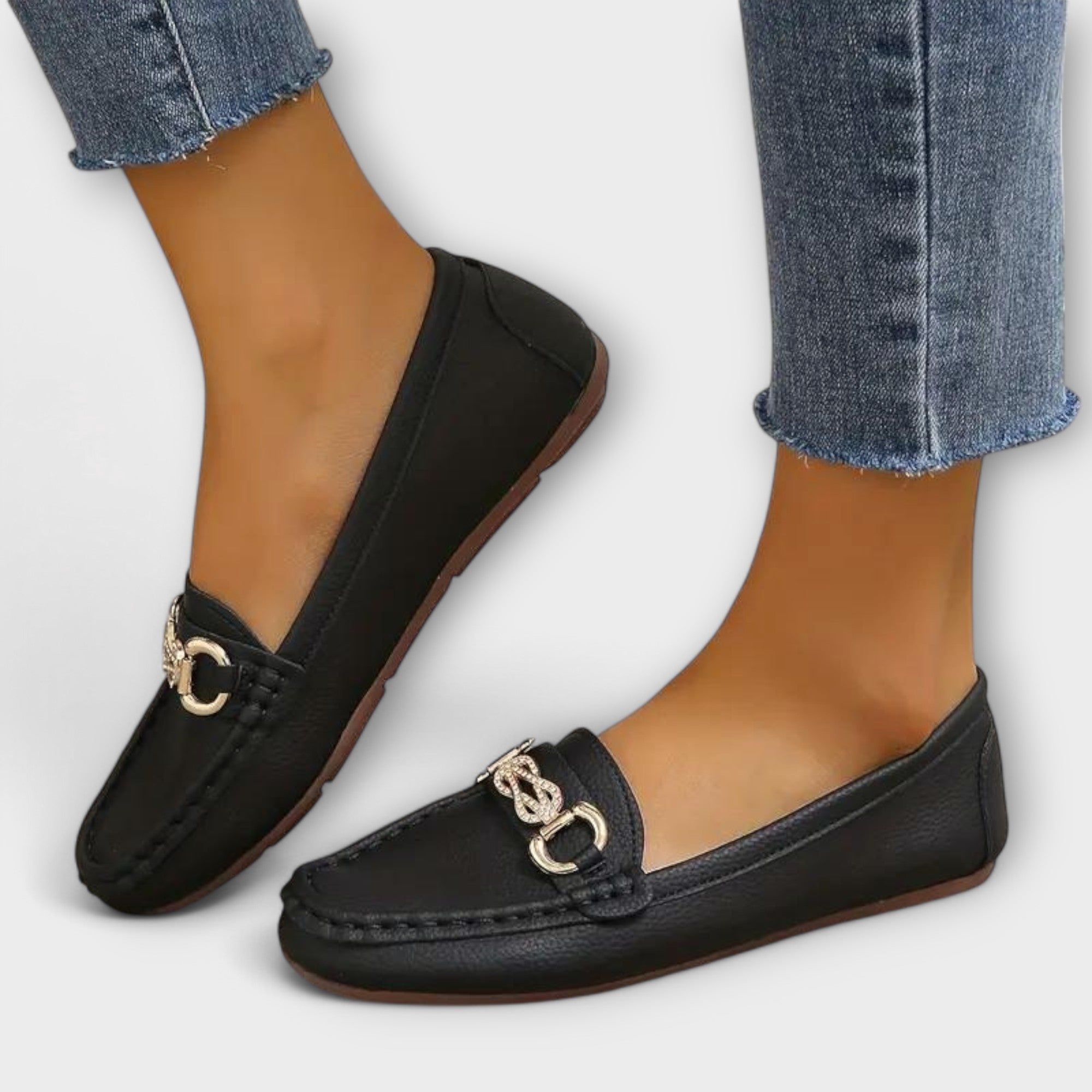 Ada - Sorte Loafers med spenne