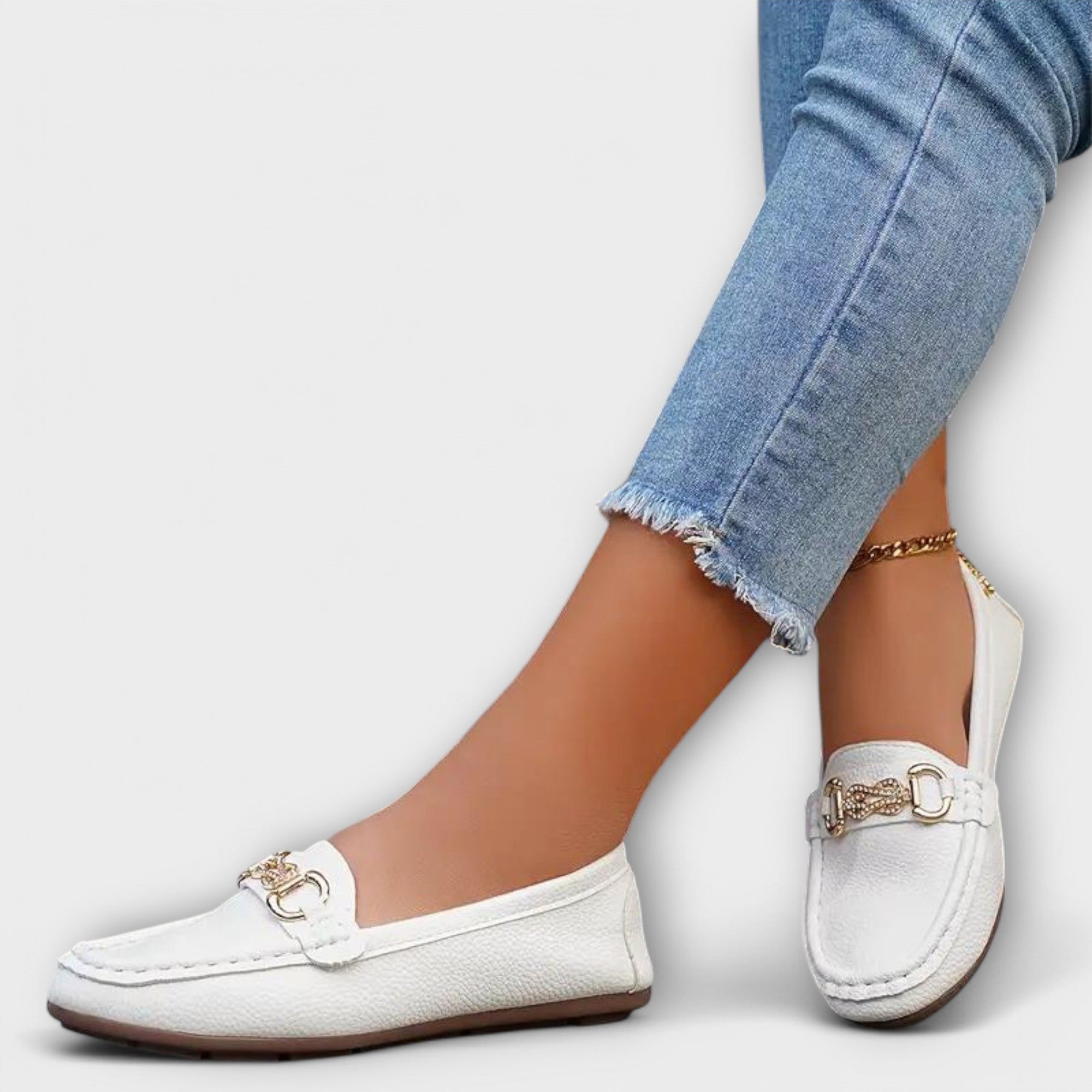 Liv - Svarte loafers med spenne
