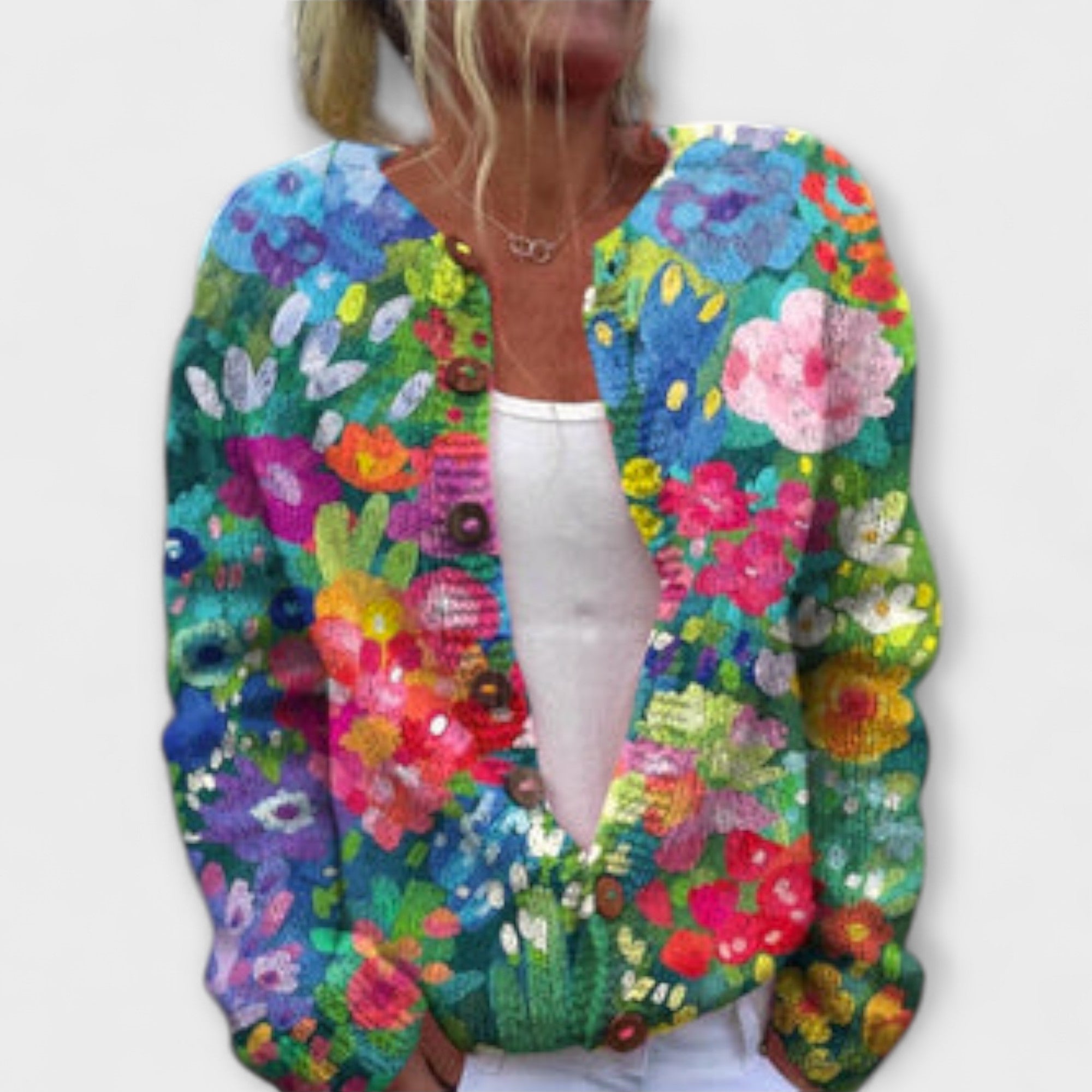 Ingrid - Fargerik cardigan med blomstermønster