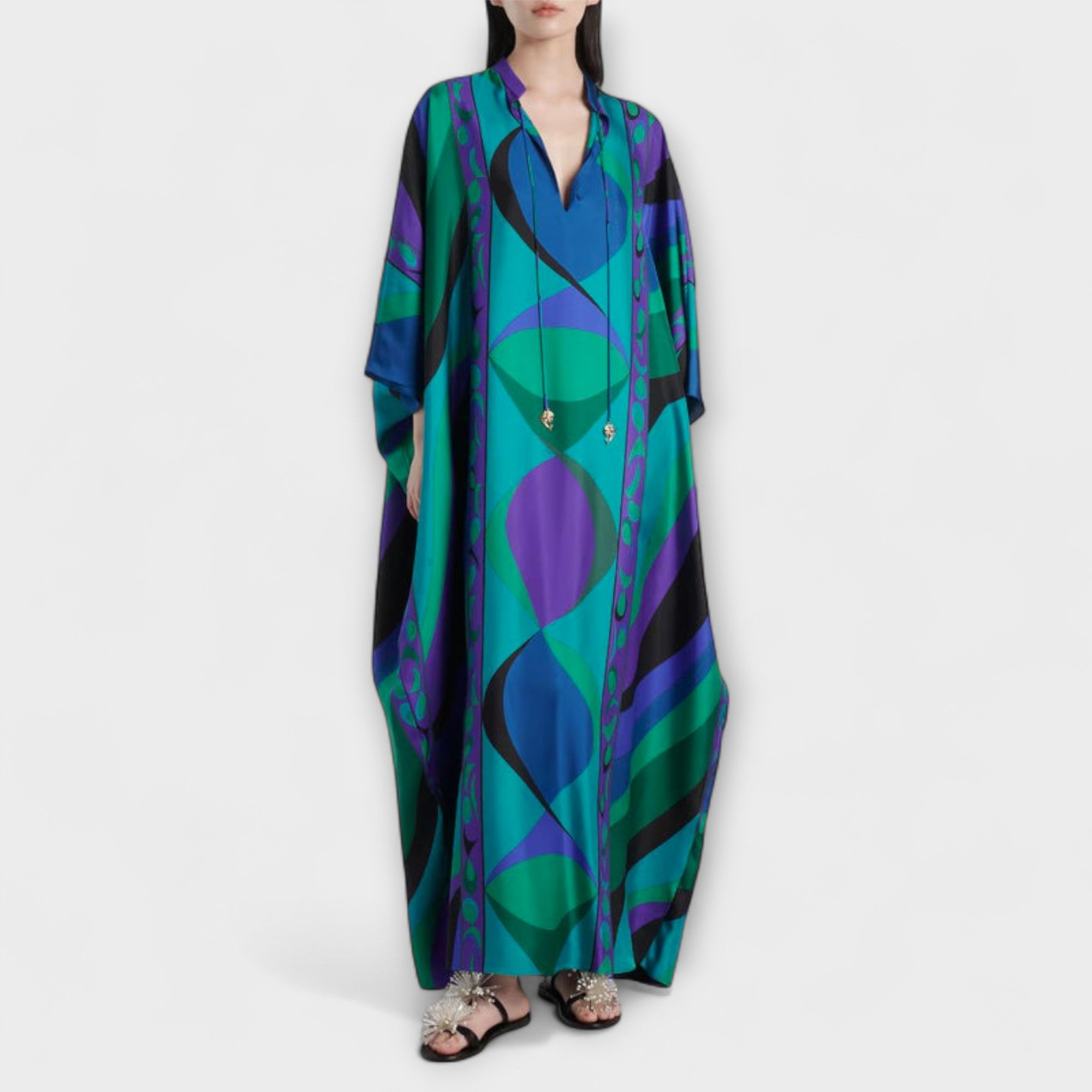 Thea - Fargerik psykedelisk satengkaftan