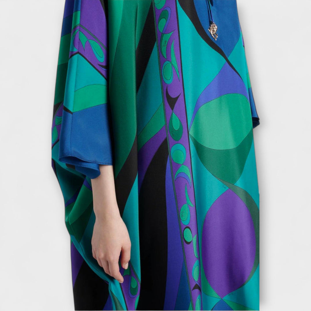 Thea - Fargerik psykedelisk satengkaftan