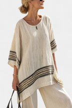 Berit - Elegante beige sett av lin og bambus