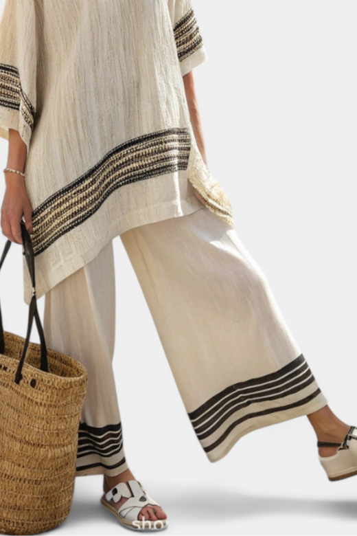 Berit - Elegante beige sett av lin og bambus