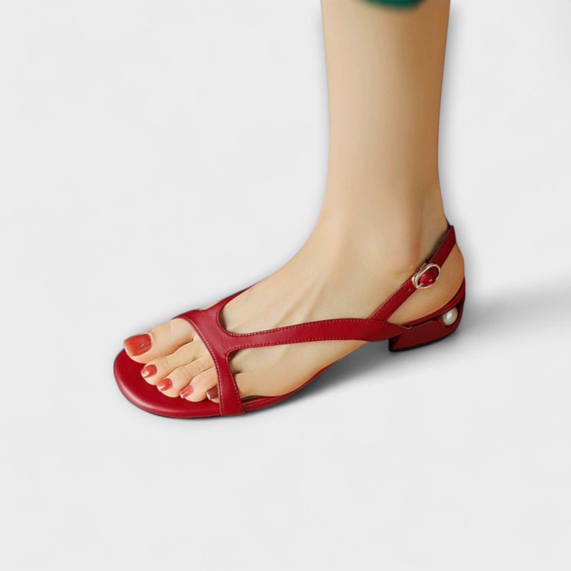 Hege - Elegante Røde Flate Sandaler