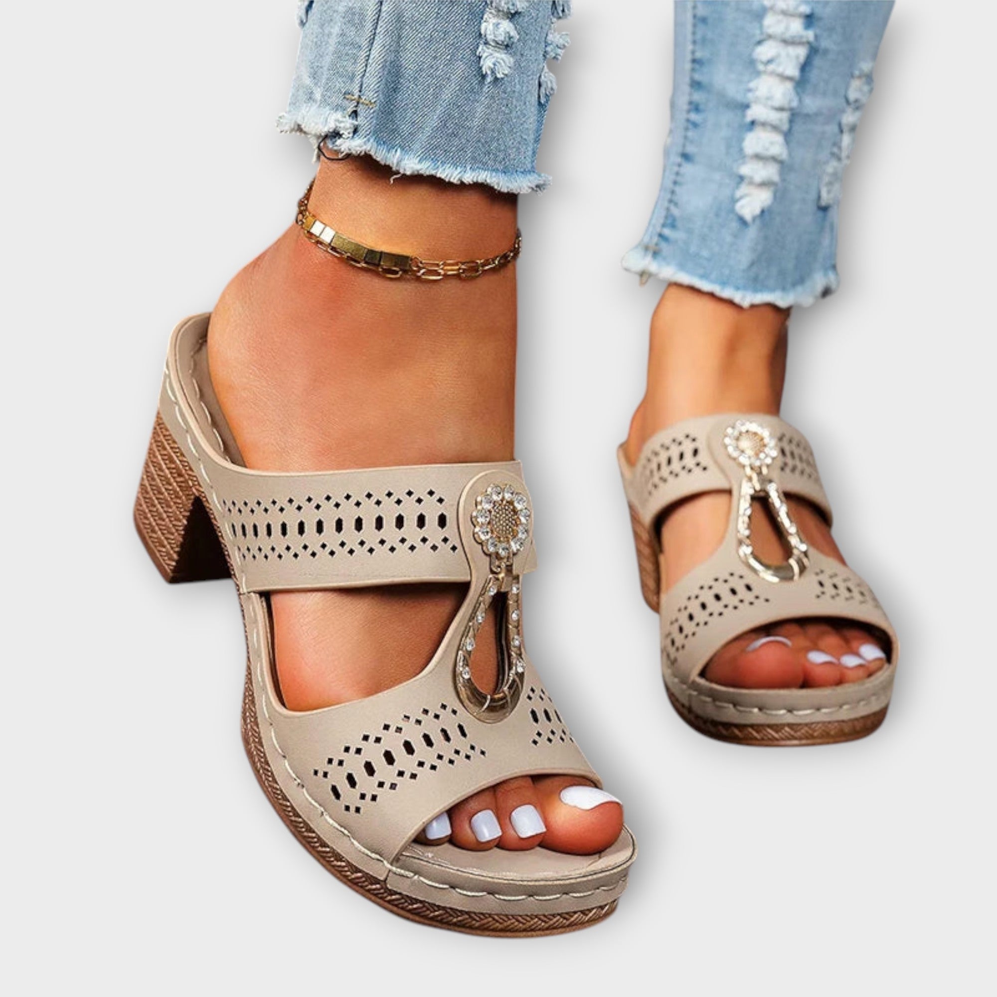 Gudrun - Stilige Sorte Sandaler