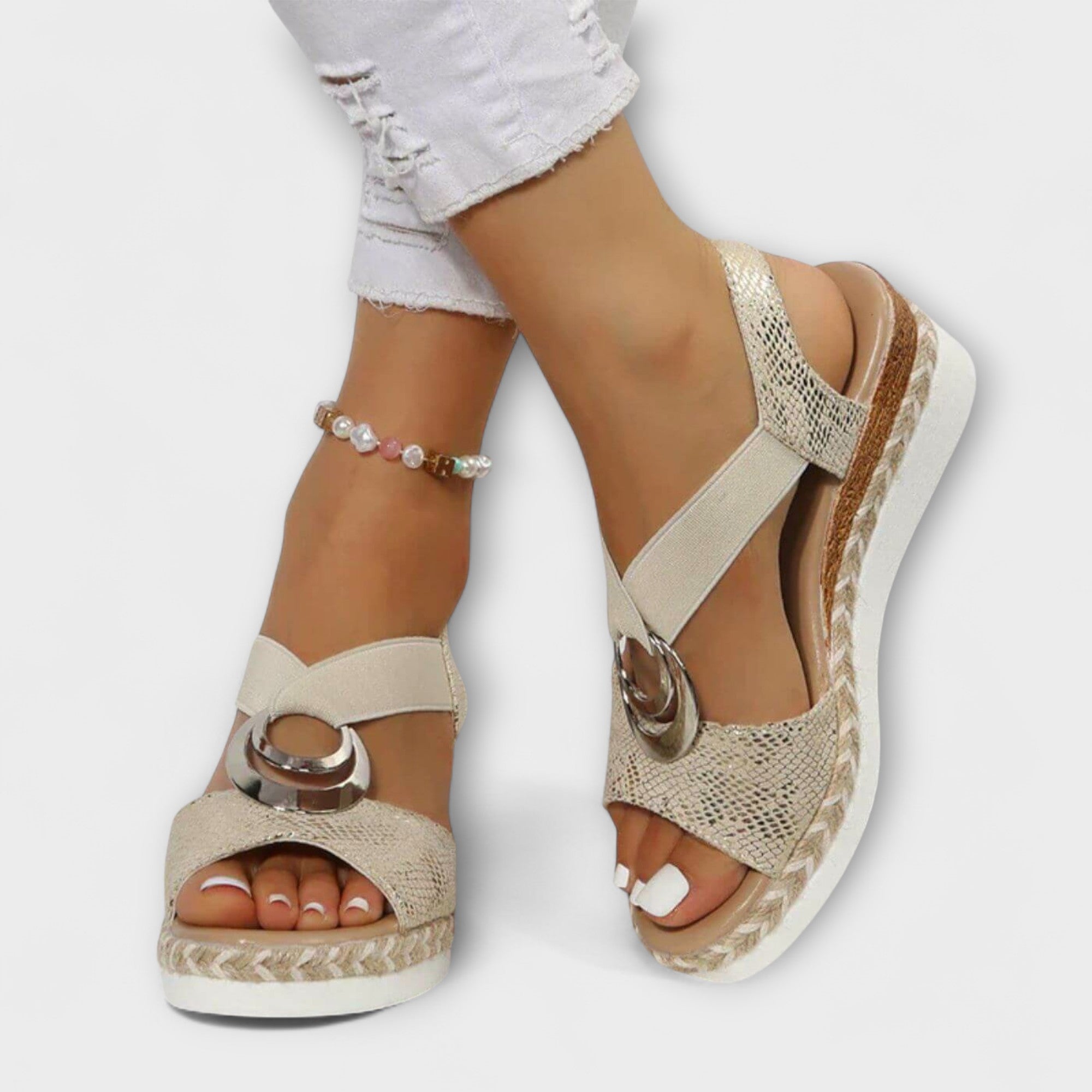Ingrid - Beige komfortsandaler